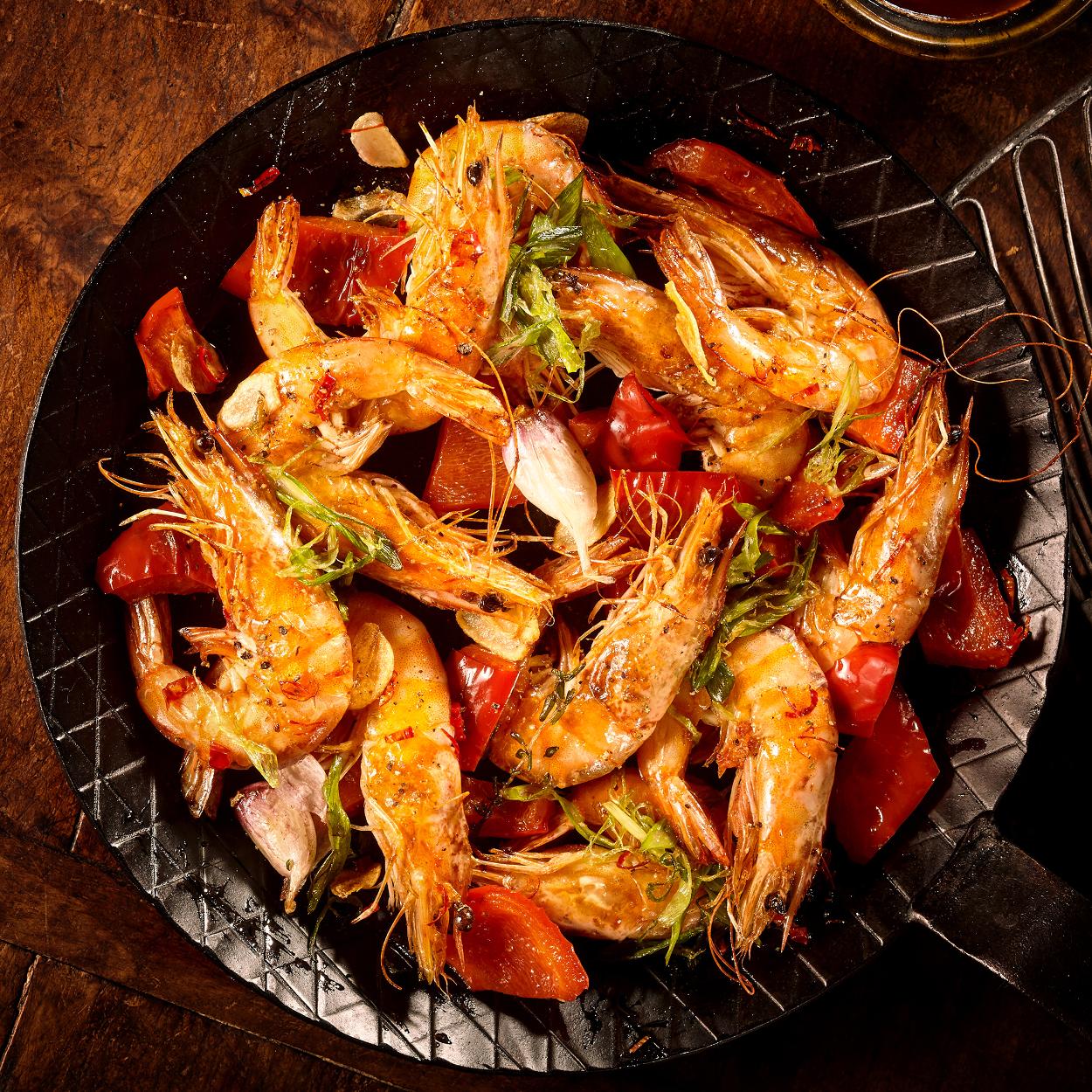 Spicy pan fried shrimp