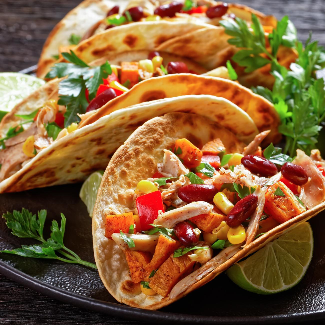 Chicken and bean tacos